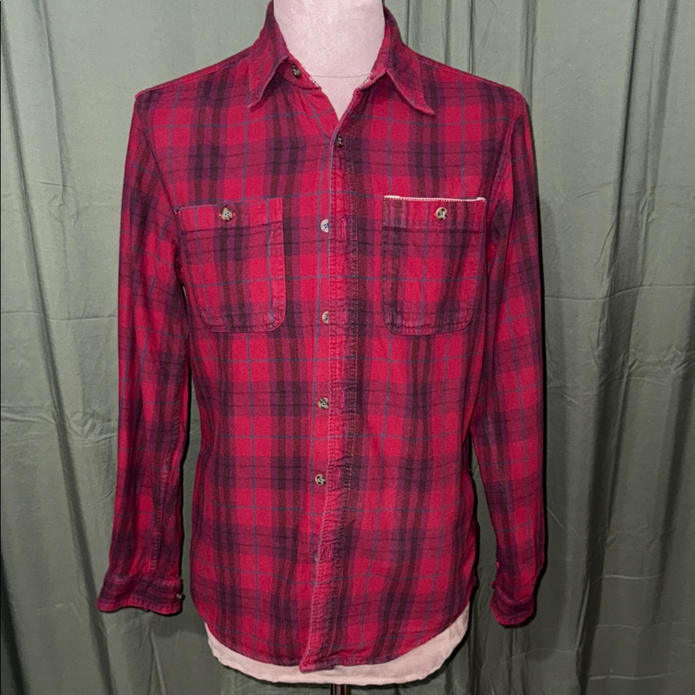Boston Traders Red Plaid Casual Button Down Shirt